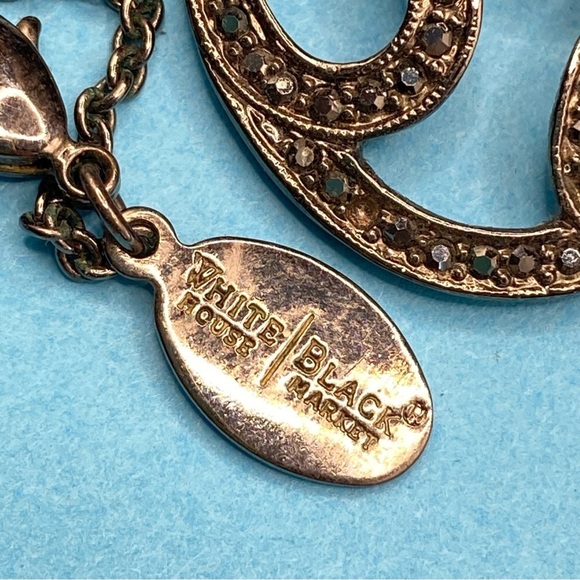 WHITE HOUSE BLACK MARKET Marcasite Swirl LargeTear Drop Black Chain Pendant - Picture 6 of 6